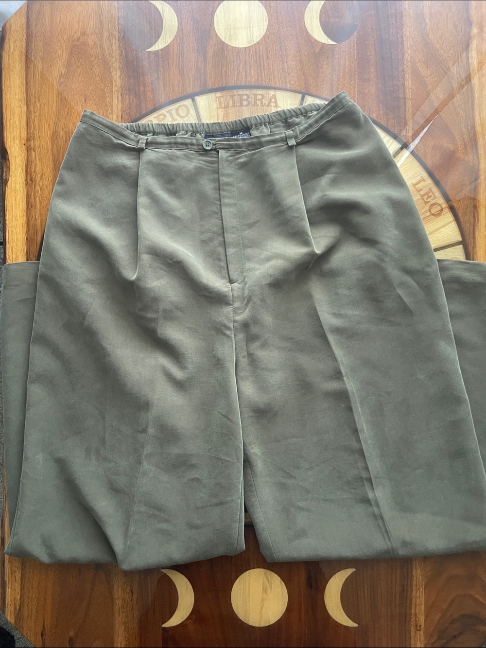 Grandpa Eclectic Olive Green Straight Leg High Waist Trouser Y2K Brand Indie